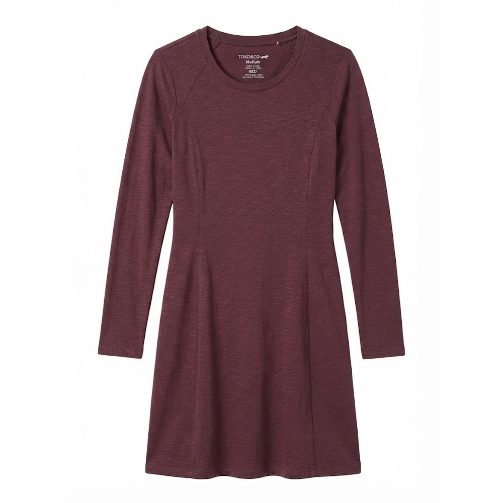 Toad & Co Marley Long Sleeve Dress Womens Medium Burgundy Organic Cotton